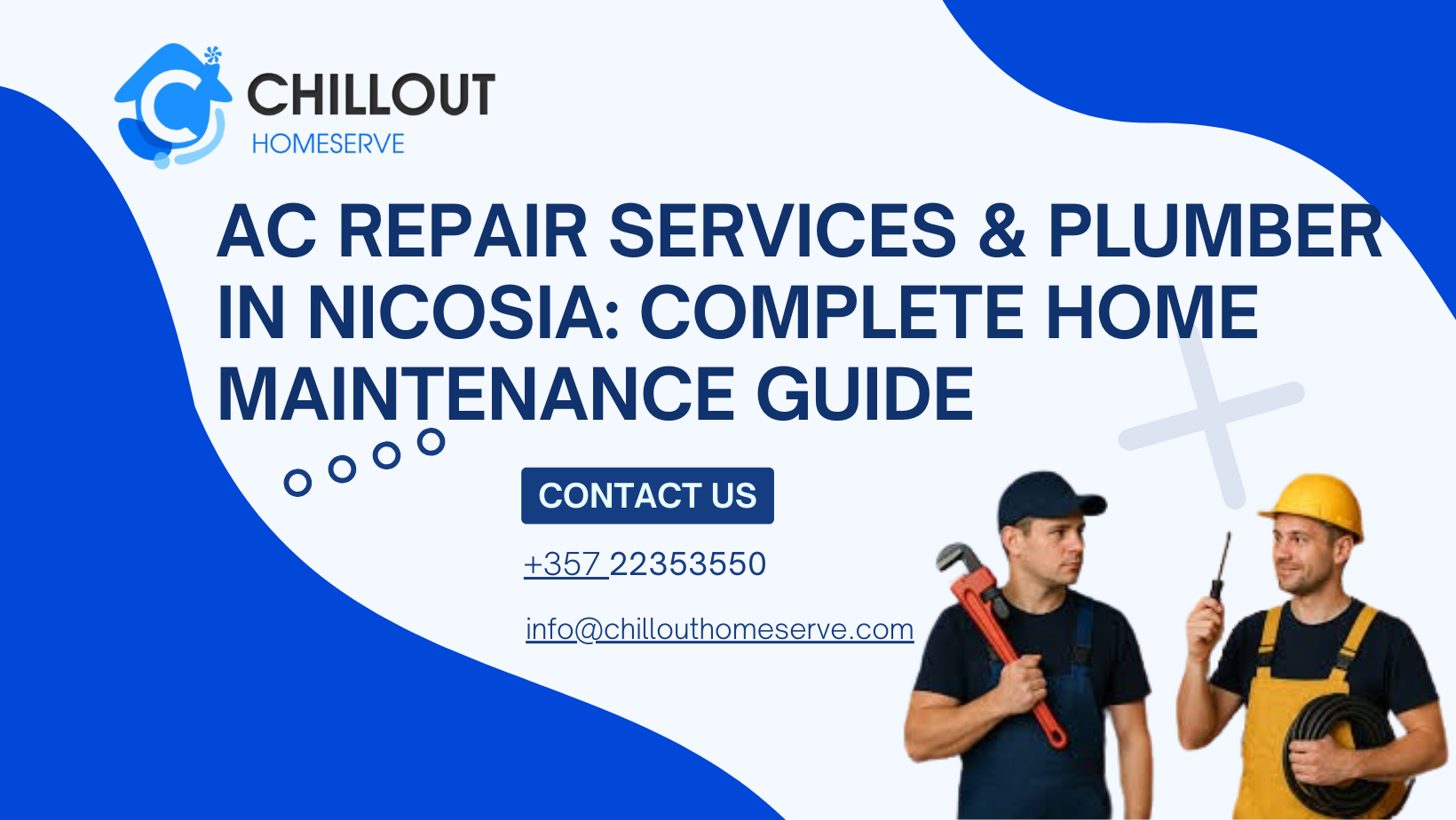 Technician providing AC repair services and plumbing maintenance in a residential home in Nicosia.