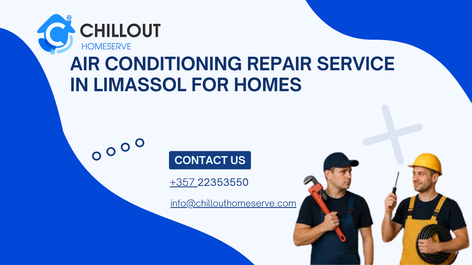 Technician repairing a residential air conditioning unit in a modern Limassol home