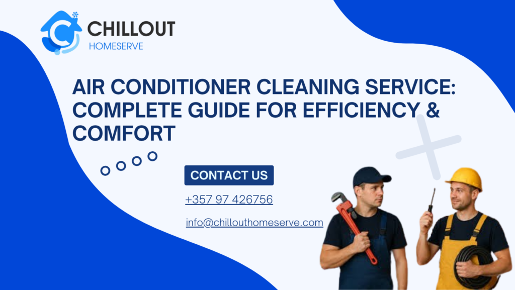 Technician cleaning air conditioner unit and using drain cleaning pump for maintenance