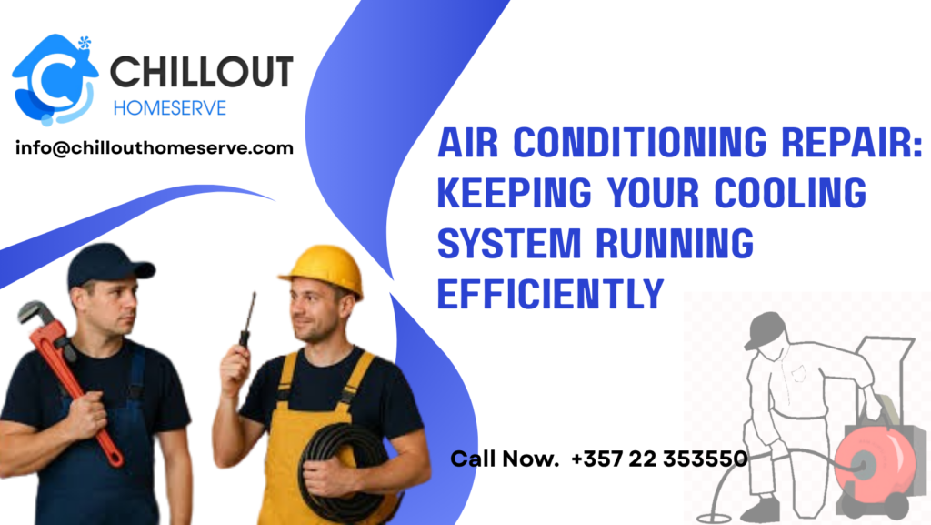 Technician performing air conditioning repair and leak detection service on residential AC unit