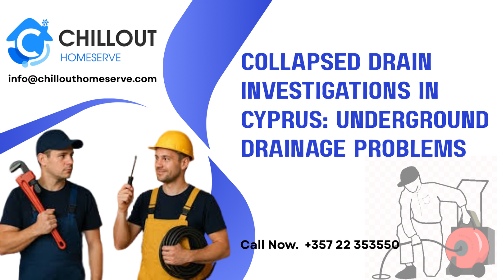 Engineers carrying out collapsed drain investigations and pipe route tracing