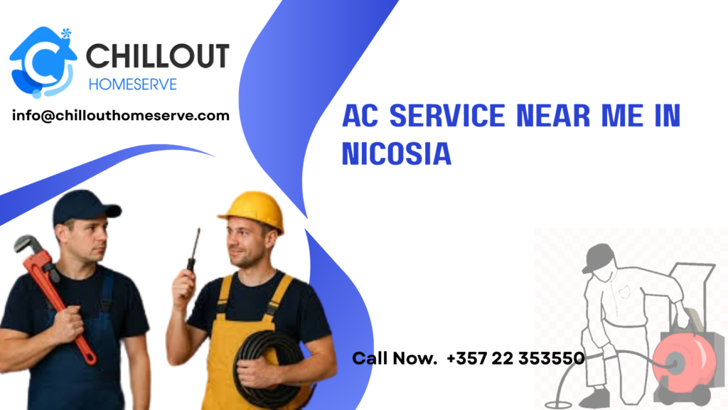 AC service near me in Nicosia Technician carrying out air conditioning maintenance