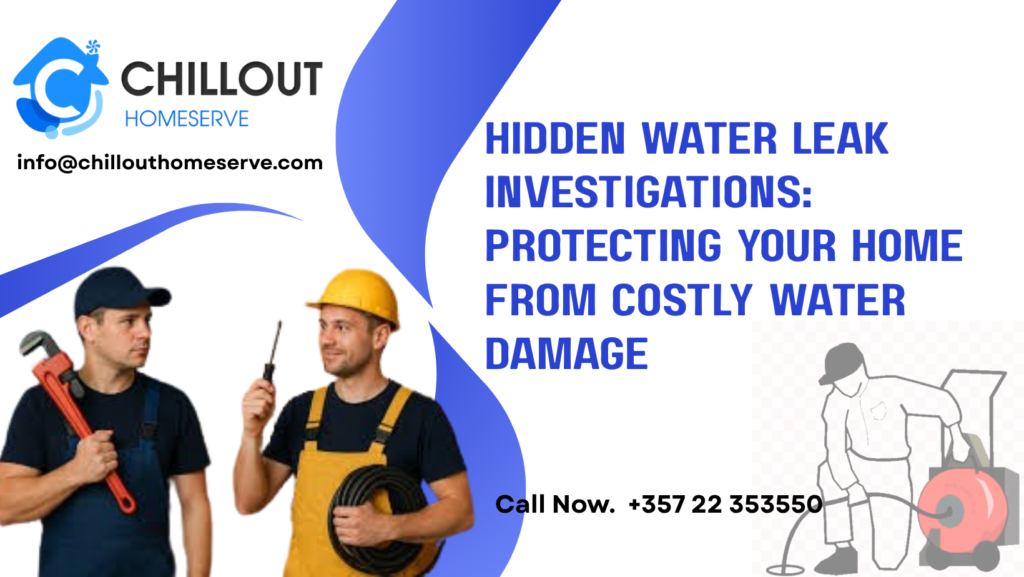 Technician performing a hidden water leak investigation
