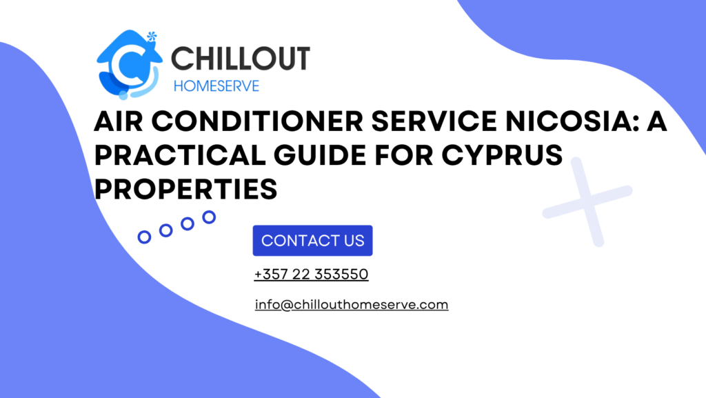 Technician inspecting HVAC equipment during air conditioner service in Nicosia Cyprus